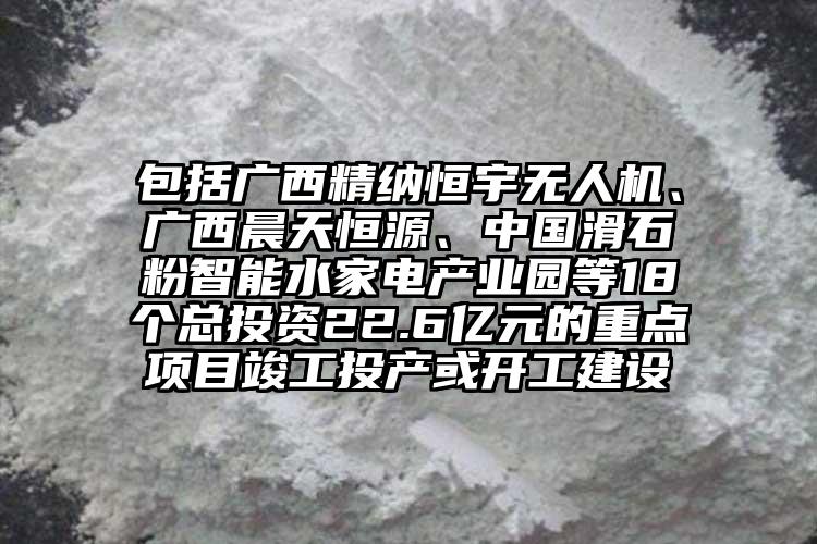 包括廣西精納恒宇無人機、廣西晨天恒源、中國滑石粉智能水家電產(chǎn)業(yè)園等18個總投資22.6億元的重點項目竣工投產(chǎn)或開工建設(shè)